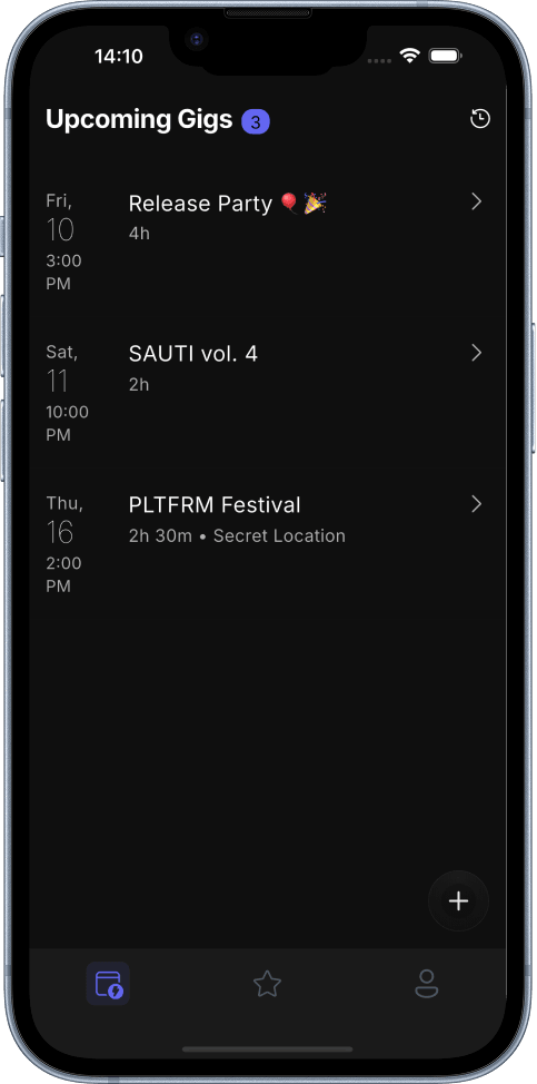 SOWND Upcoming Gigs